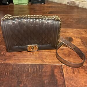 Pray Beauty Jelly Purse - Black with Gold/Jelly Strap